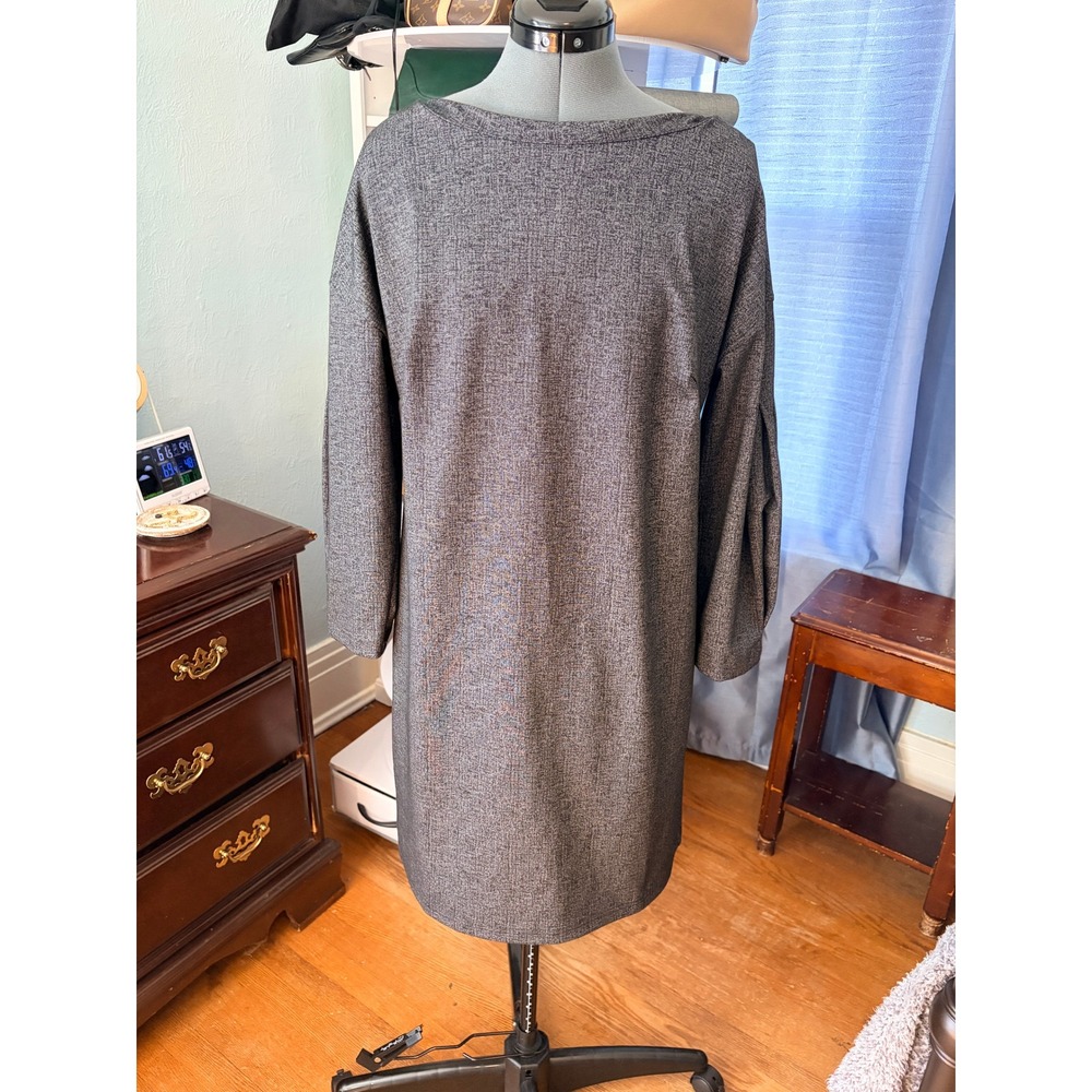 Banana Republic Gray Shift Dress Medium Pleated Sleeve Career Minimalist Work